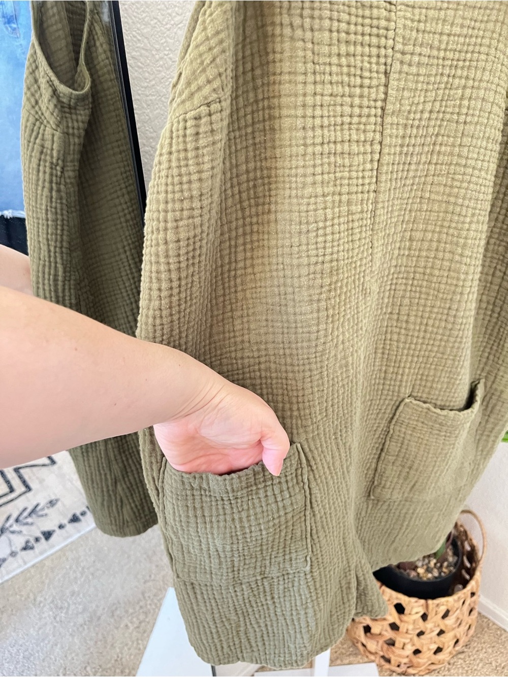 🌿 Dark Olive Green Cotton Gauze Boho Romper Jumpsuit size XS - Picture 5 of 8